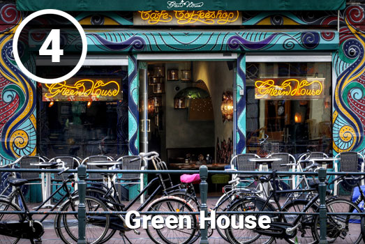 Coffeeshop Green House in Amsterdam. Coffeeshop Green House in Amsterdam.
