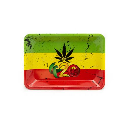 420 Rasta Leaf Small Metal Rolling Tray