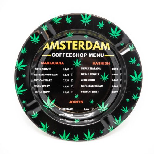 Amsterdam Coffeeshop Menu Metal Ashtray 14CM