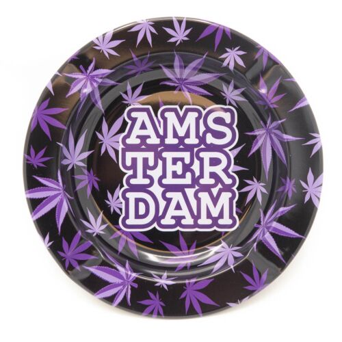 Amsterdam Purple Weed Leaves Metal Ashtray 14CM 