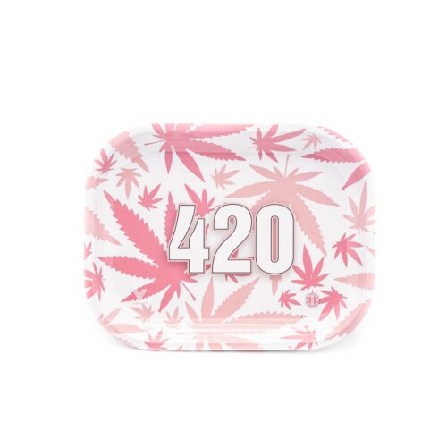 Rolling Tray 420 Pink Leaf Small