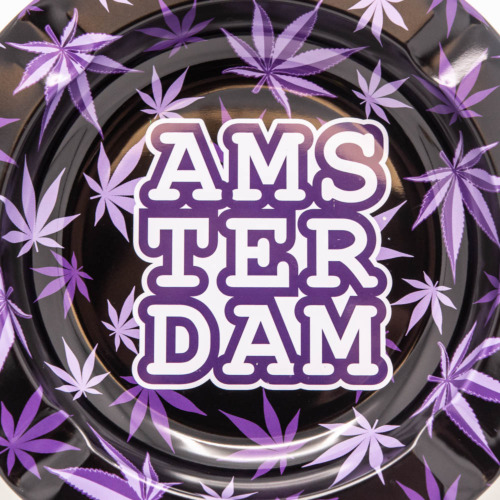 Amsterdam Purple Weed Leaves Metal Ashtray 14CM Detail