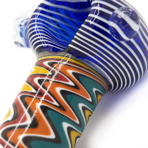 Glass Pipe Blue White Stripe Close Up