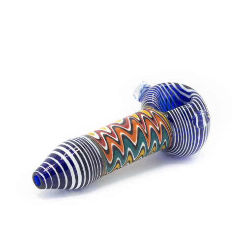 Glass Pipe Blue White Stripe Color