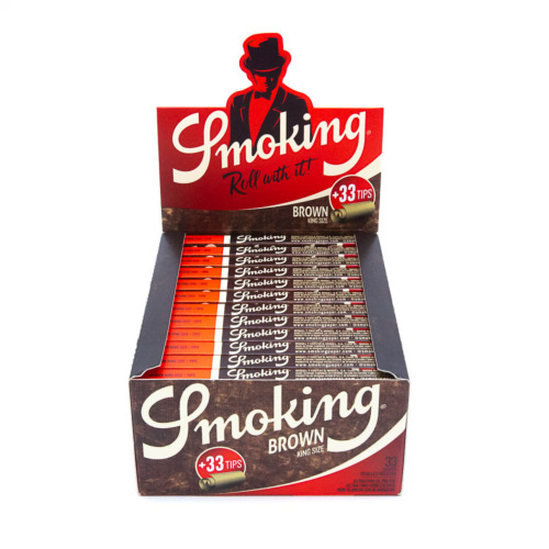 Smoking KingSize 2 In 1 Brown Unbleached (24 pcs box) Open