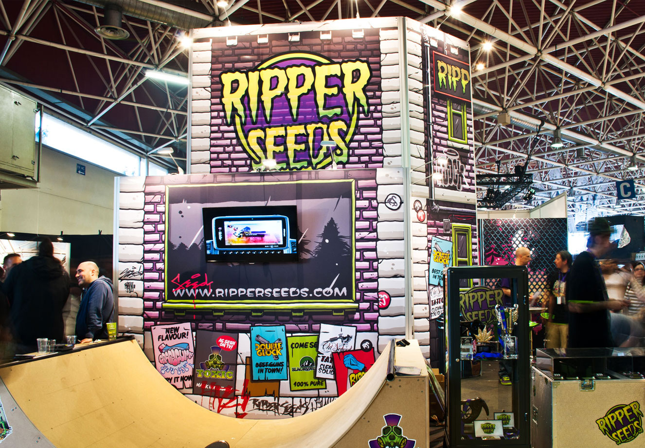 De Ripper Seeds stand op de Spannabis. De Ripper Seeds stand op de Spannabis.