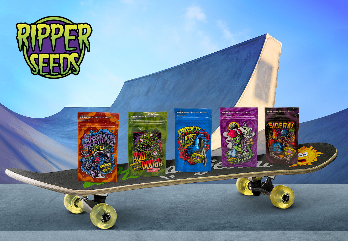 Verpakkingen van de Top 5 Ripper Seeds Strains. Verpakkingen van de Top 5 Ripper Seeds Strains.