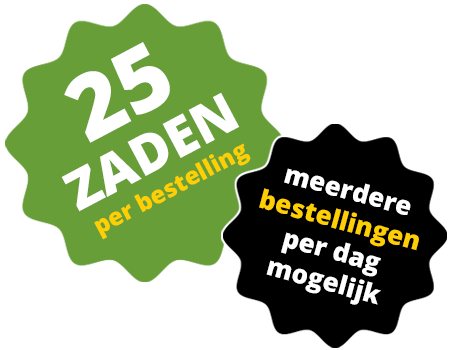 25 ZADEN per bestelling (meerdere bestellingen per dag toegestaan)